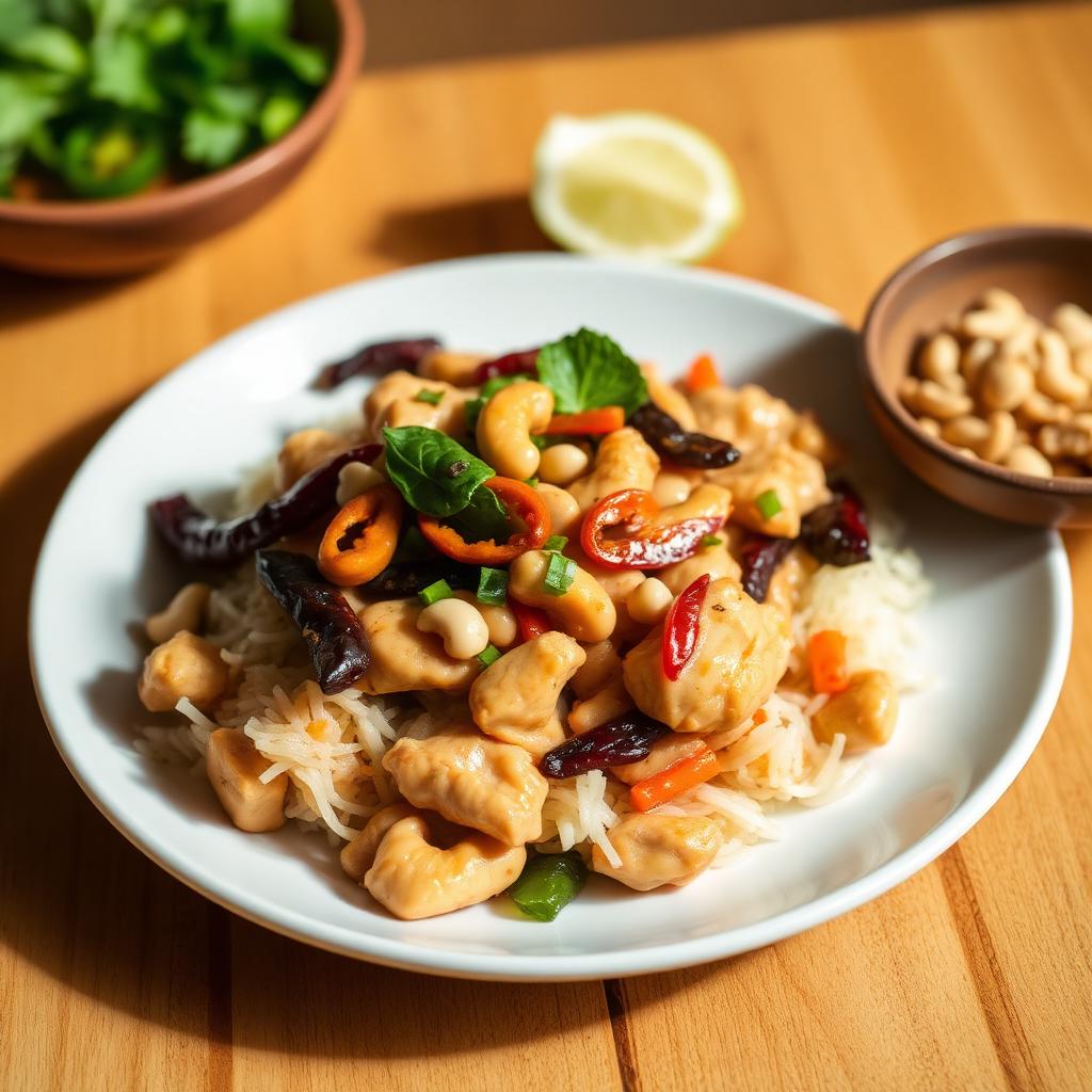 Stir-fried chicken with cashew nuts