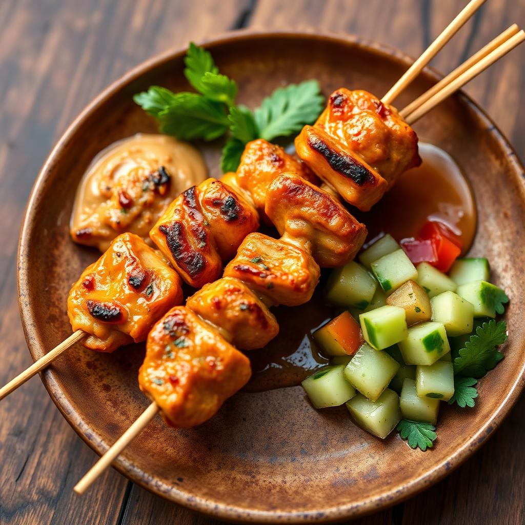 Chicken satay with peanut sauce